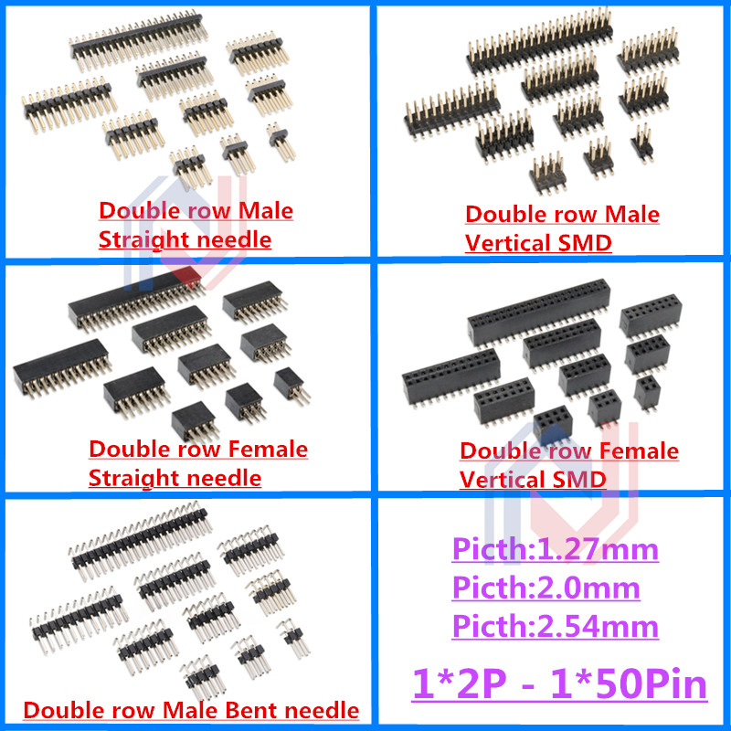 Male Female Header Pin - 10 Buah 1.27Mm 2.0Mm 2.54Mm Pitch